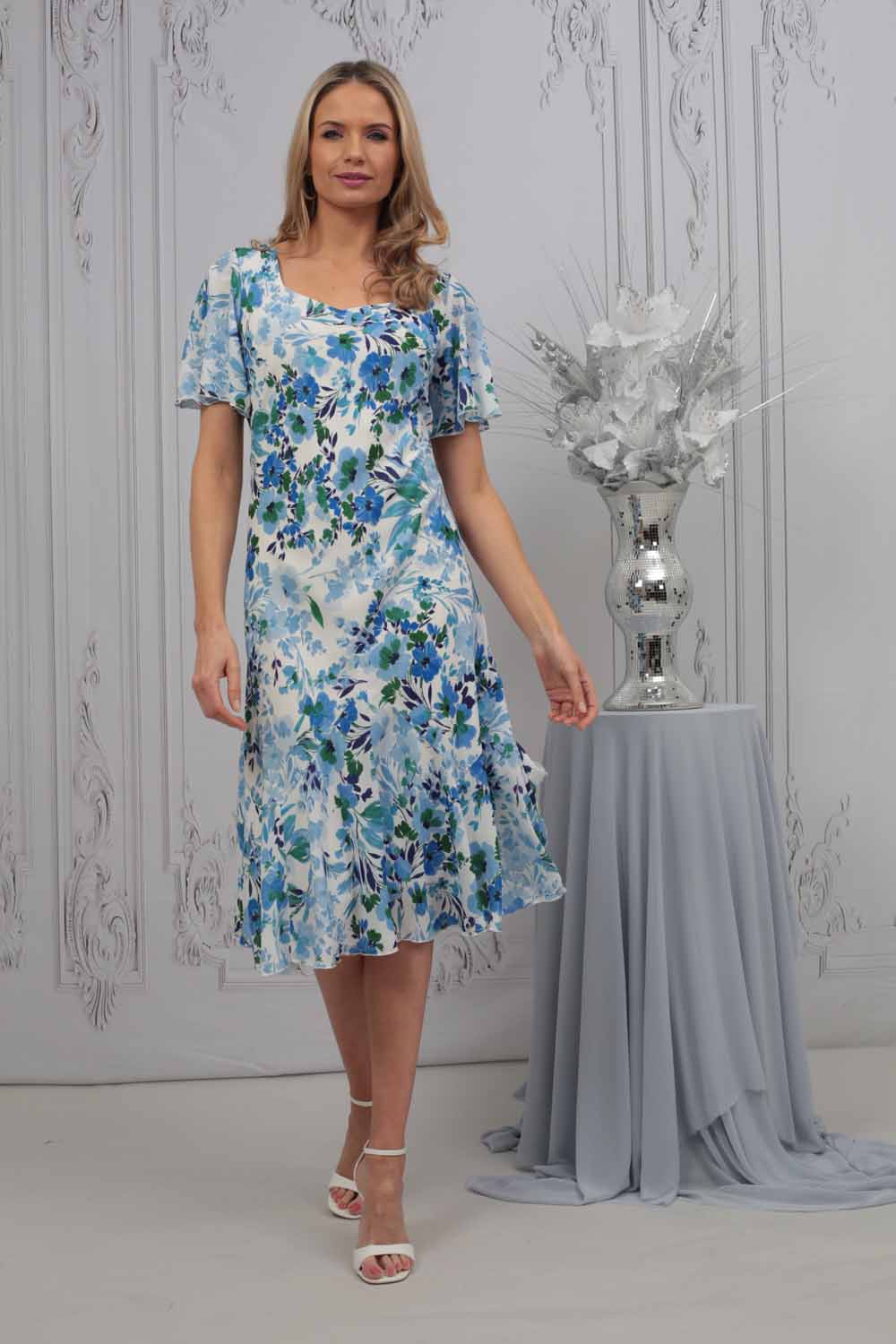 Julianna Floral Print Bias Cut Dress