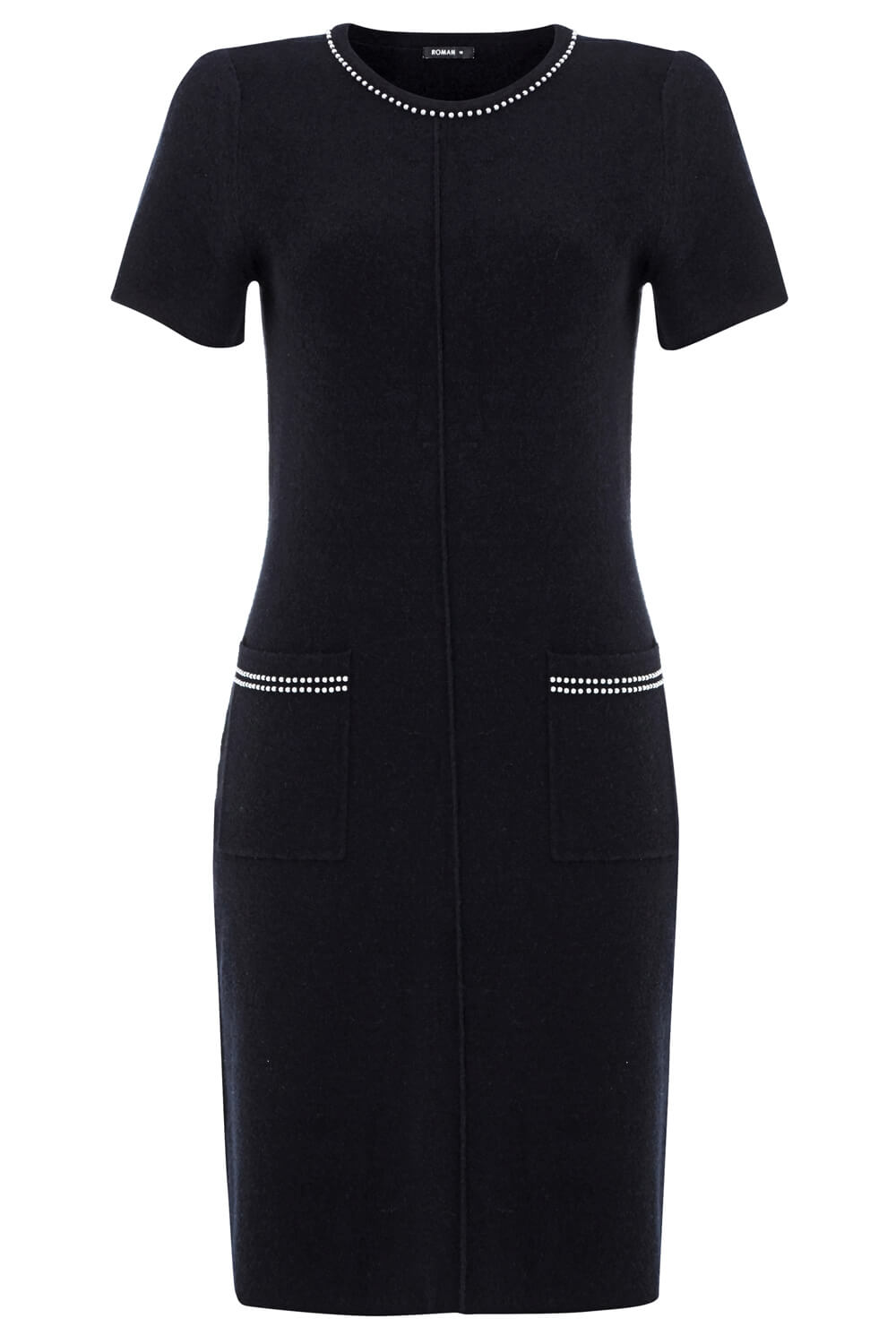 Black Pearl Embellished Short Sleeve Dress, Image 5 of 5