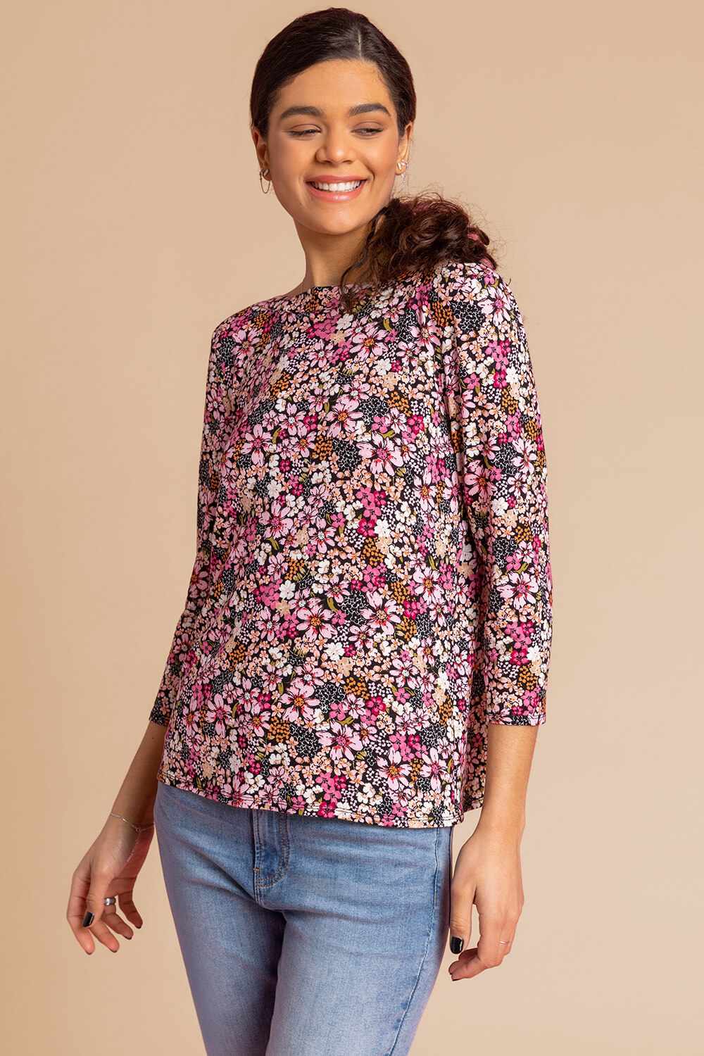 Ditsy Floral Print Jersey Top