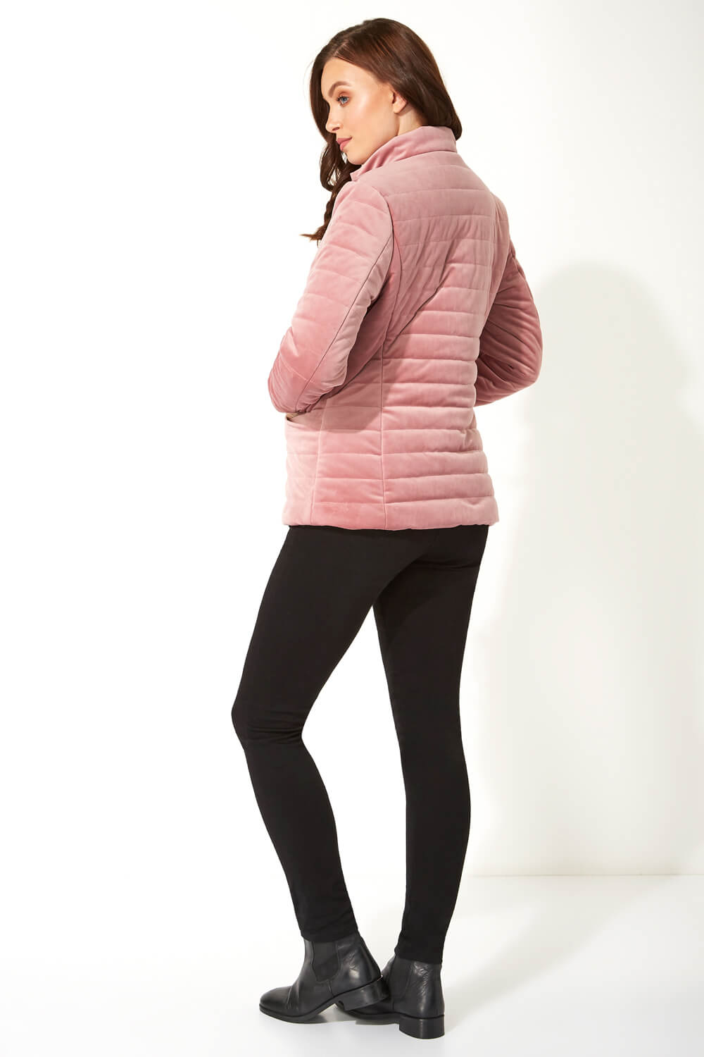 PINK Velour Texture Quilted Jacket, Image 3 of 5