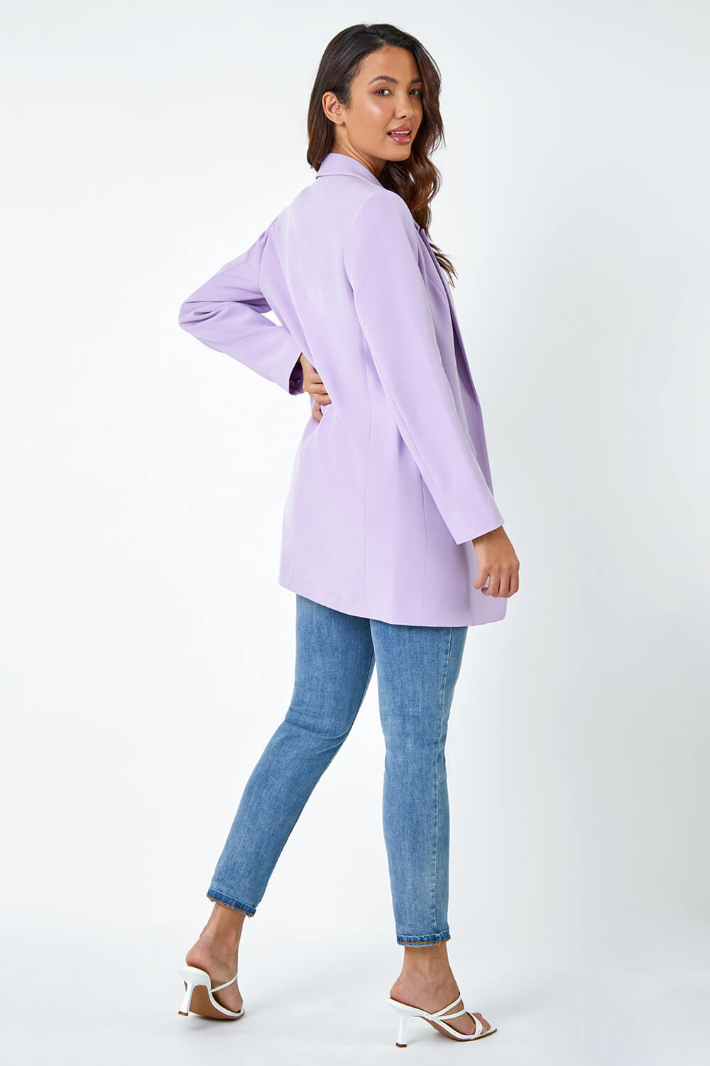 Lilac Longline Blazer Jacket, Image 3 of 6