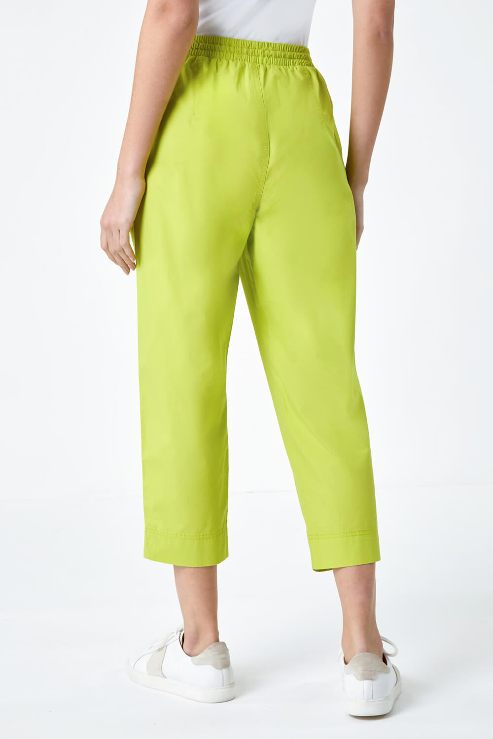 Lime Cotton Cropped Cargo Trousers, Image 3 of 5