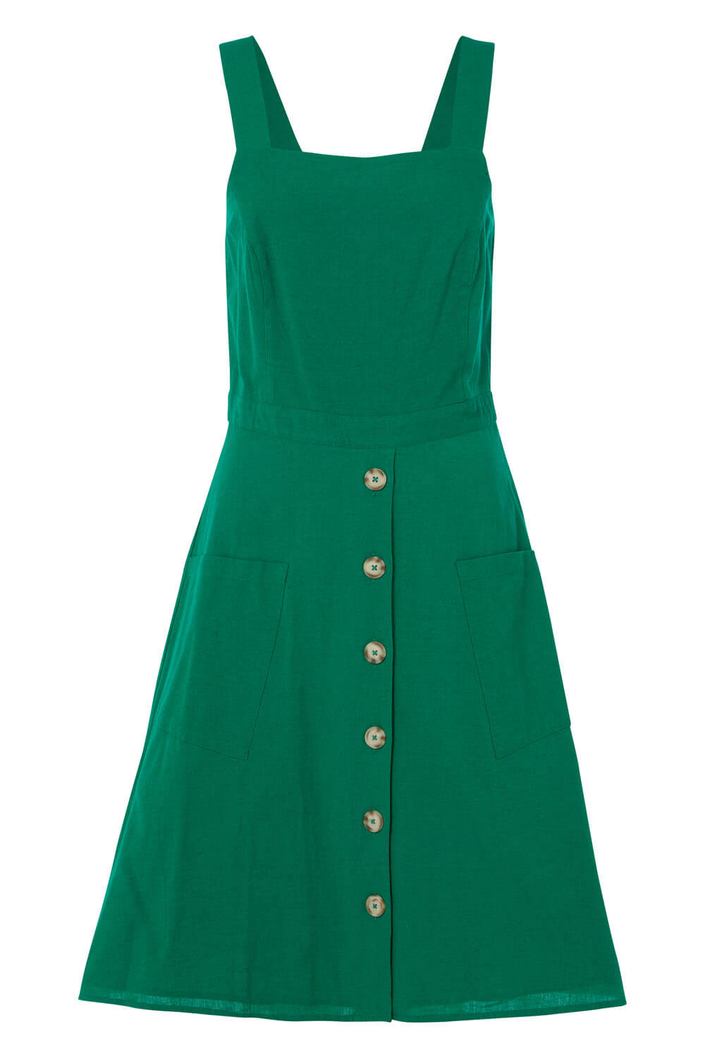 Green Fit and Flare Button Dress, Image 5 of 5