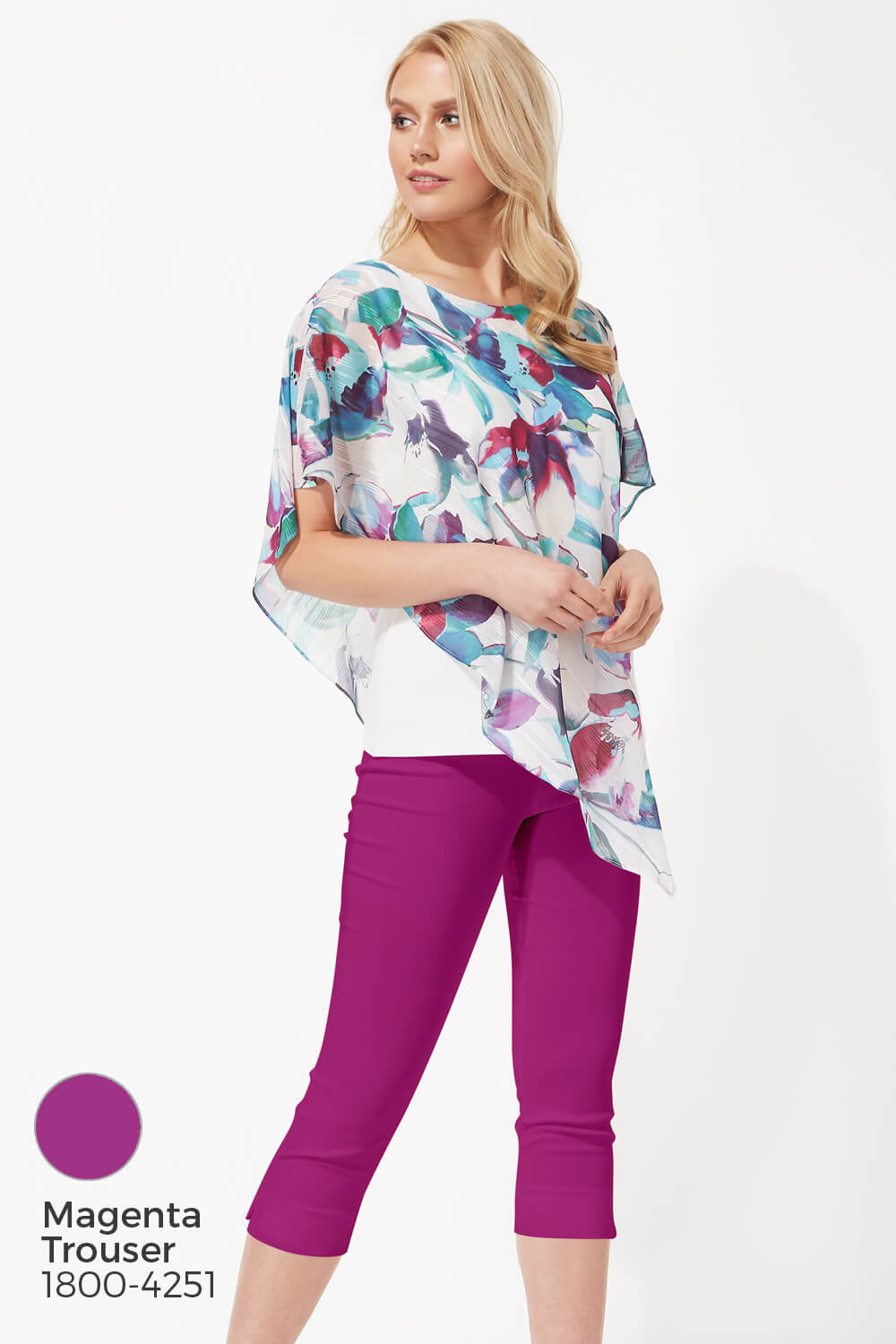 Multi  Floral Asymmetric Overlay Top, Image 5 of 8