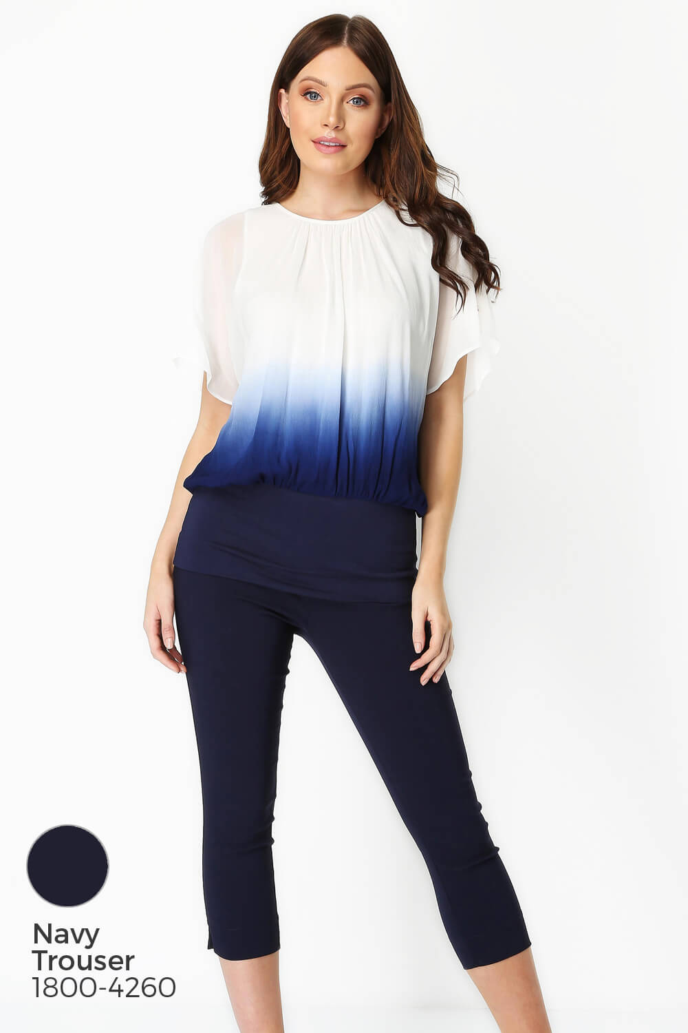 Navy  Ombre Batwing Top, Image 5 of 8