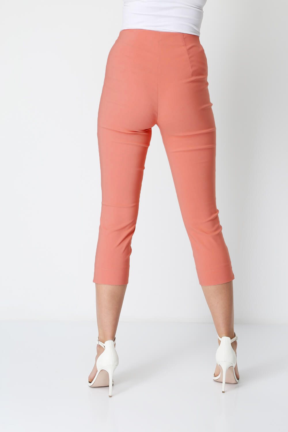 Salmon Pink Cropped Stretch Trouser, Image 2 of 6