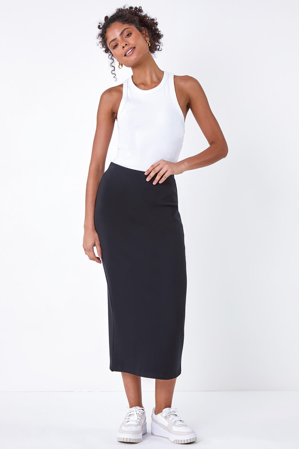  Plain Stretch Bodycon Skirt, Image 2 of 5