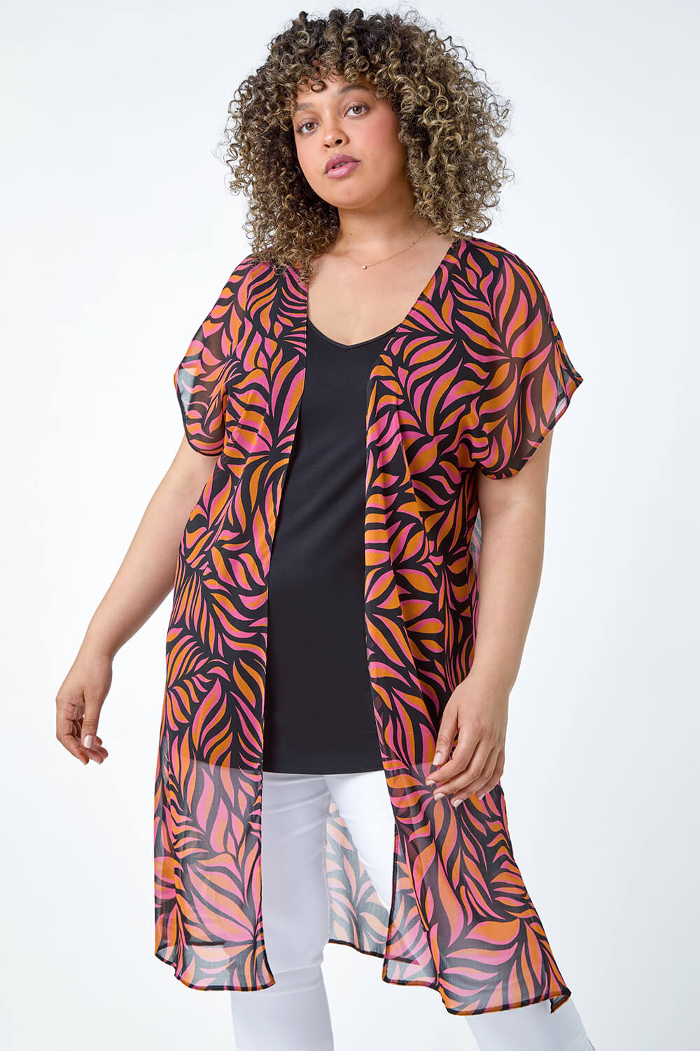 Curve 2 in 1 Chiffon Overlay Jersey Top