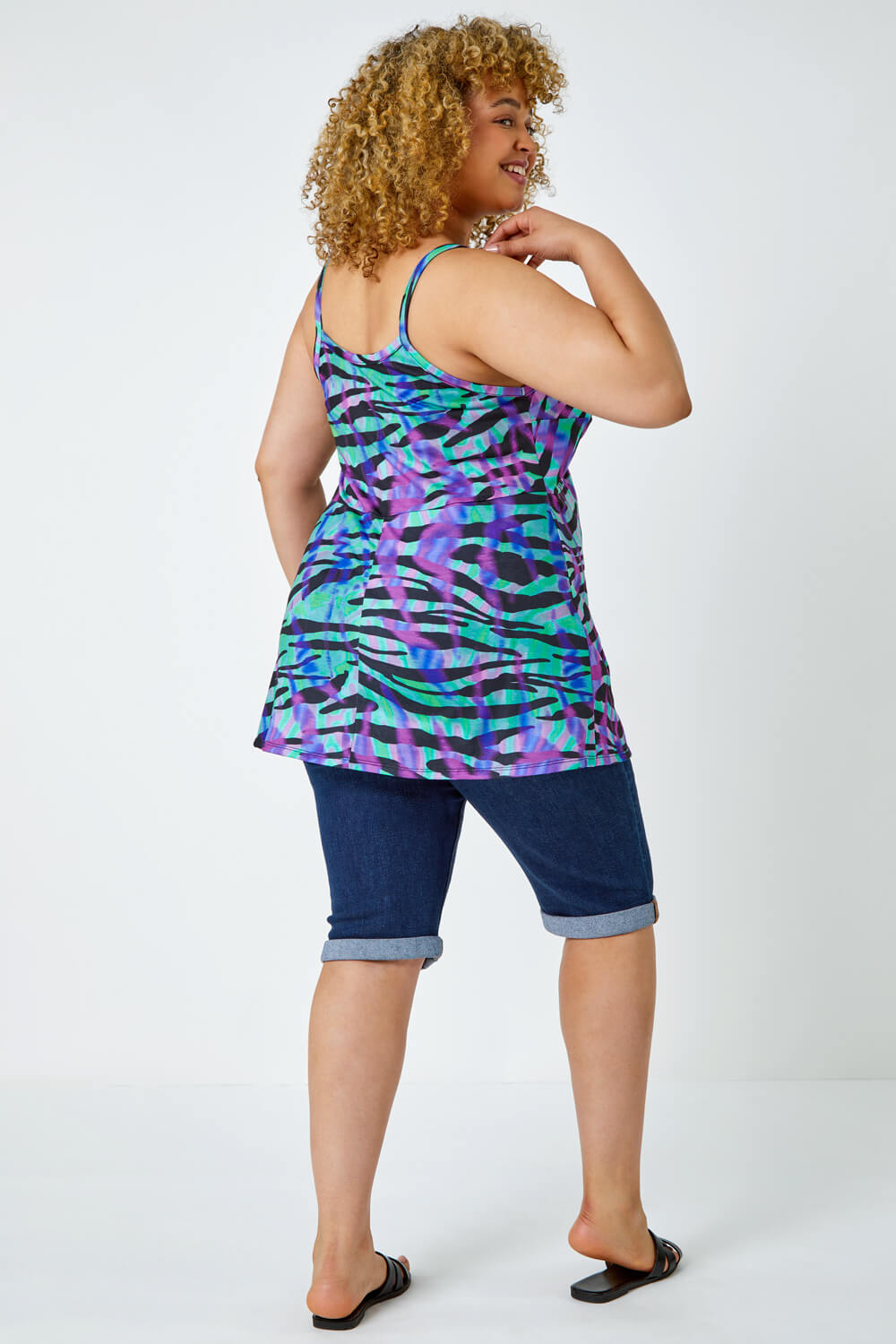 Green Curve Sleeveless Animal Vest Top, Image 3 of 5