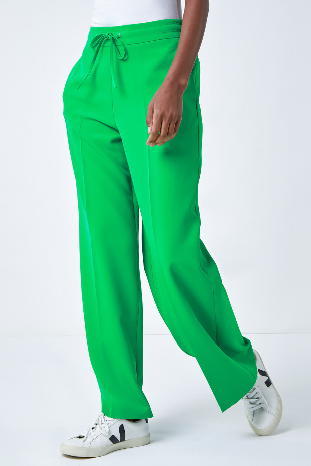 Green Wide Leg Tie Front Trouser, Image 6 of 6