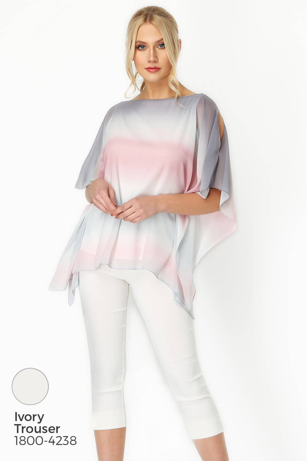 PINK Ombre Split Sleeve Overlay Top, Image 5 of 8