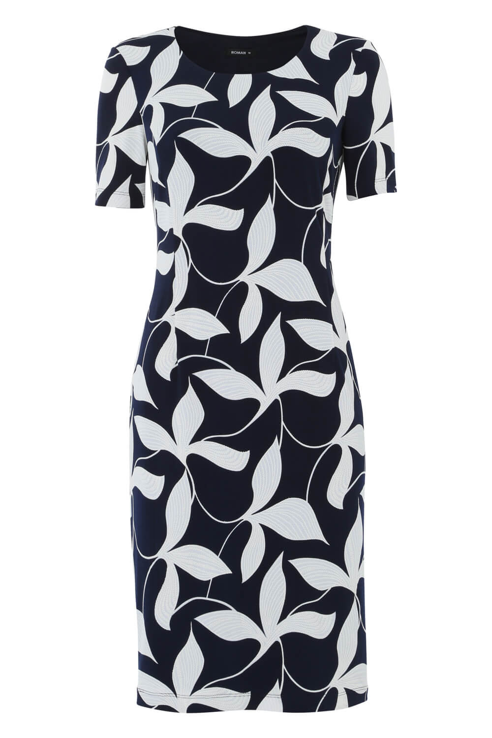 Abstract Leaf Textured Print Shift Dress, Image 4 of 4