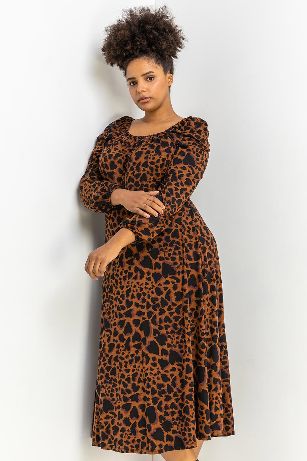 Curve Animal Print Midi Dress