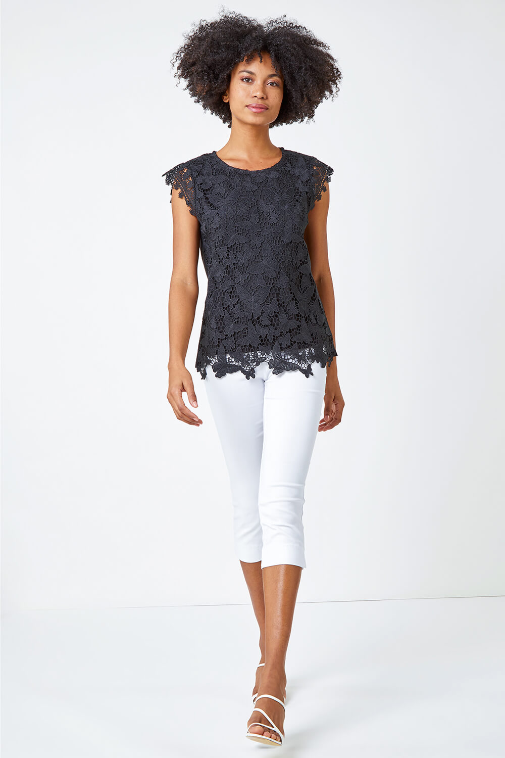 Black Butterfly Lace Stretch Top, Image 2 of 5
