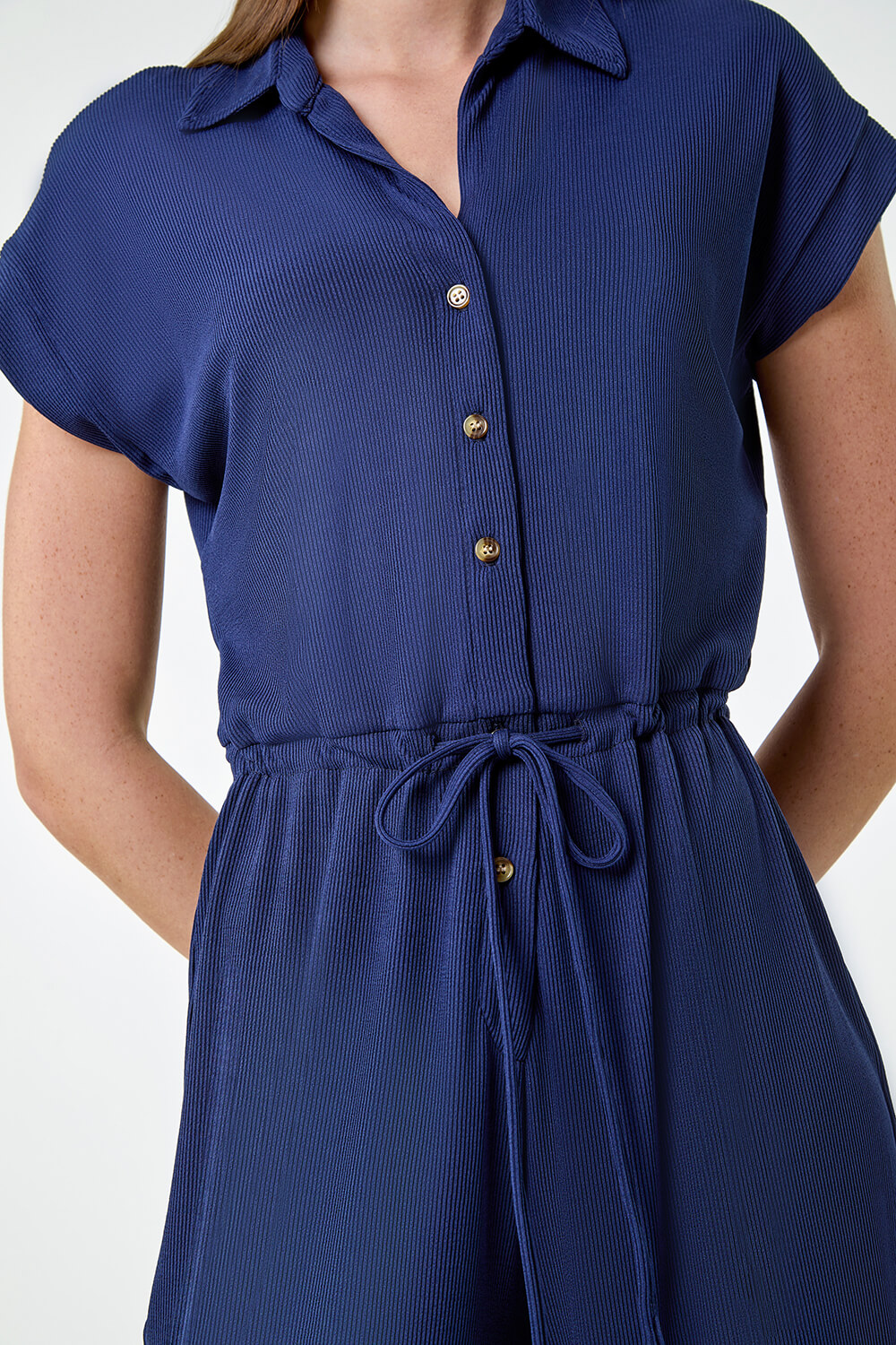Navy  Plain Ribbed Stretch Jersey Jumpsuit, Image 5 of 5