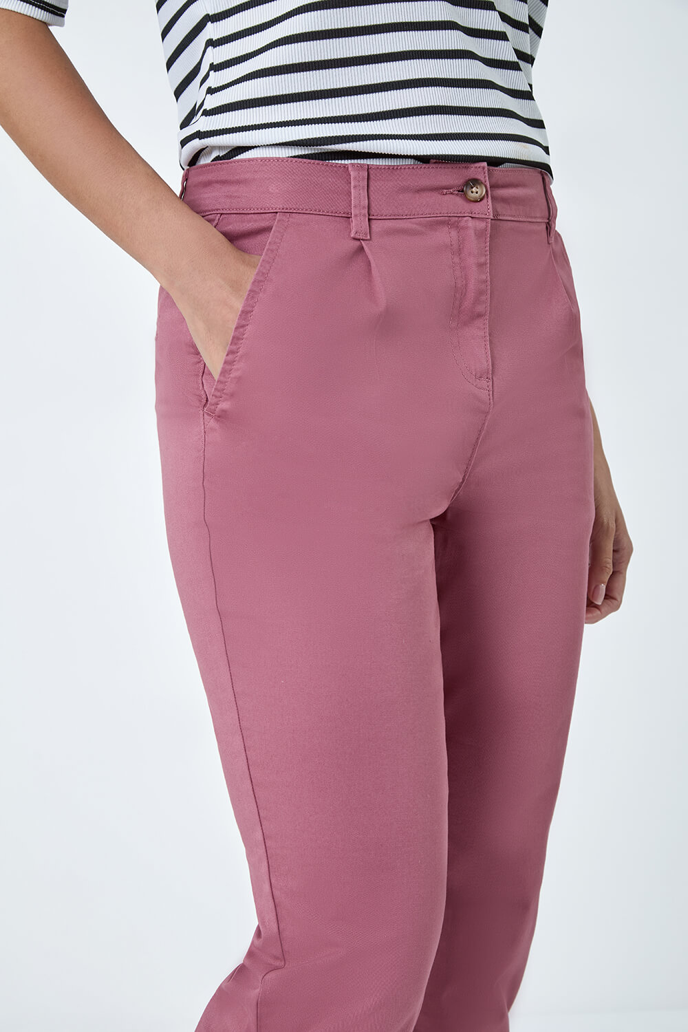 Rose Cotton Blend Washed Chino Trousers, Image 5 of 5