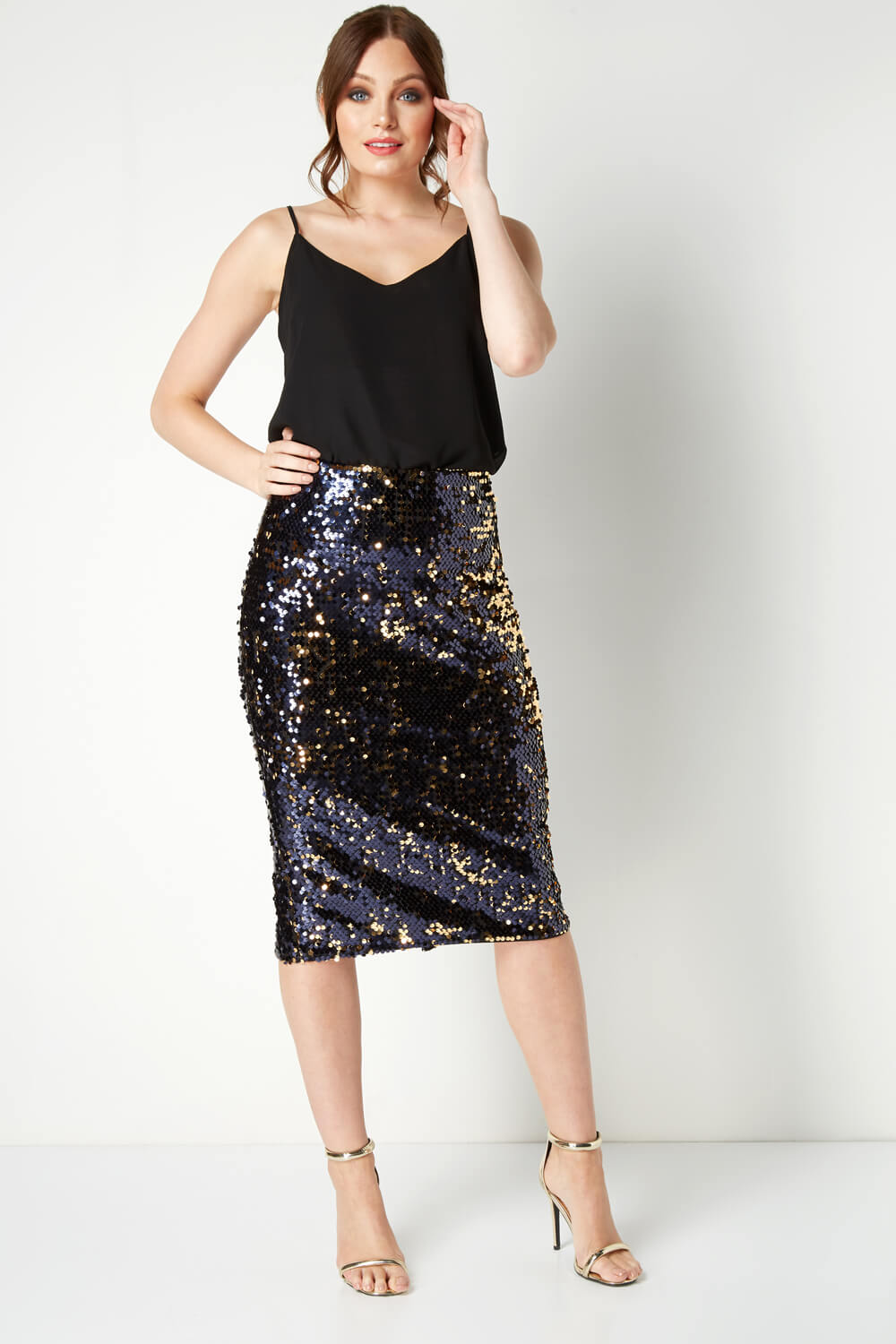 Blue All Over Sequin Skirt, Image 3 of 4