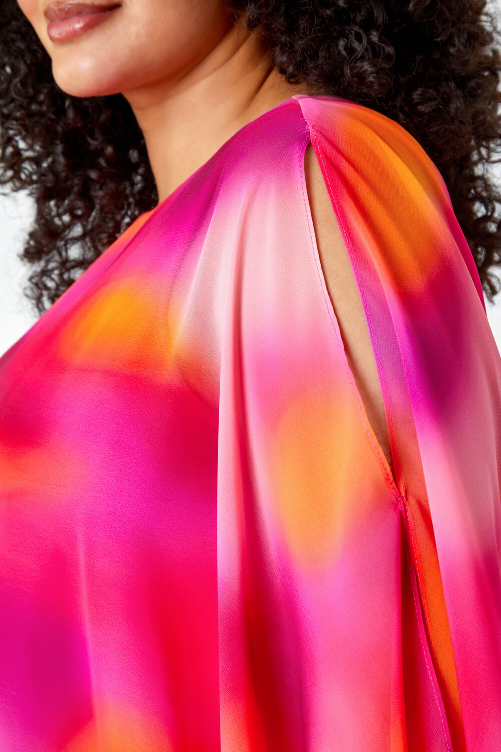 PINK Curve Ombre Print Chiffon Overlay Top, Image 5 of 5