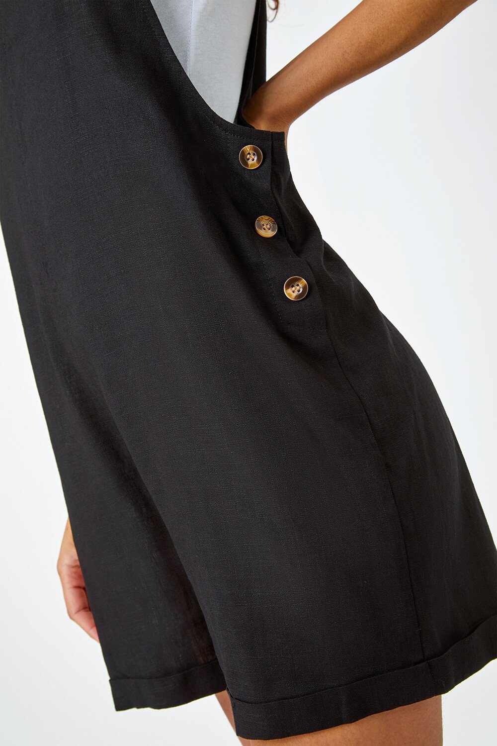 Black Shoulder Tie Cotton Playsuit, Image 6 of 6
