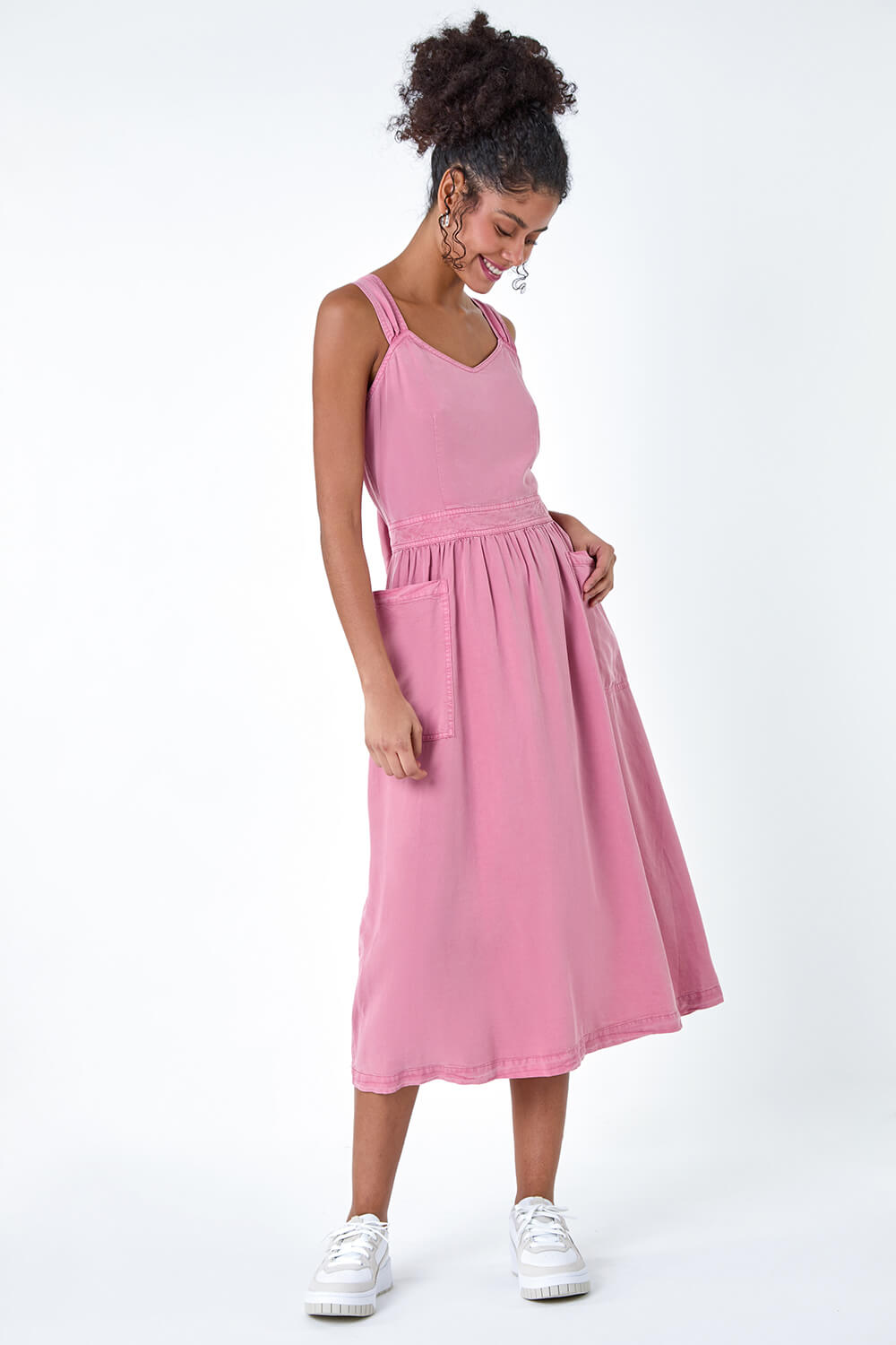 PINK Dyed Strappy Pocket Dress, Image 2 of 5
