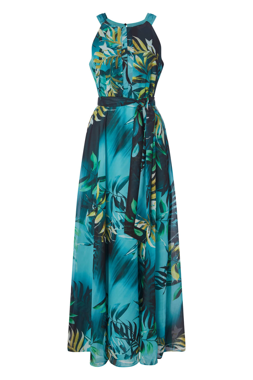Aqua Tropical Print Maxi Dress, Image 5 of 5