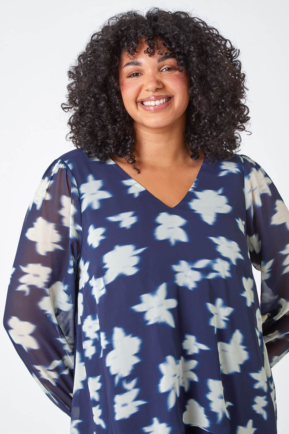 Curve Floral Overlay Stretch Top