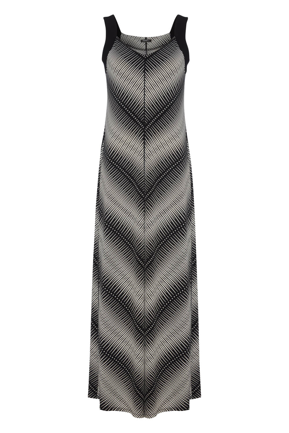 Black Monochrome Chevron Maxi Dress, Image 5 of 5