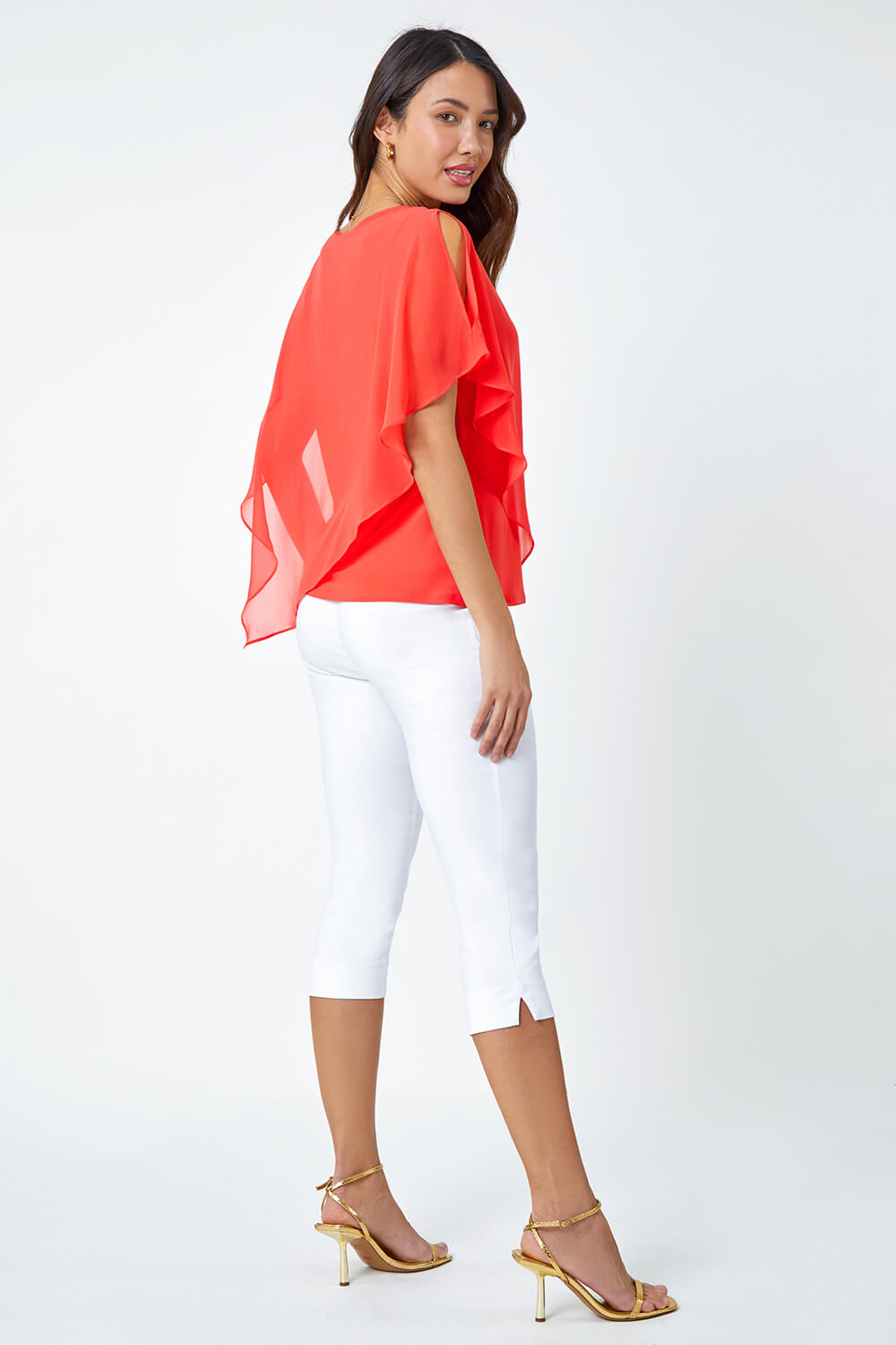 CORAL Asymmetric Cold Shoulder Stretch Top, Image 3 of 5