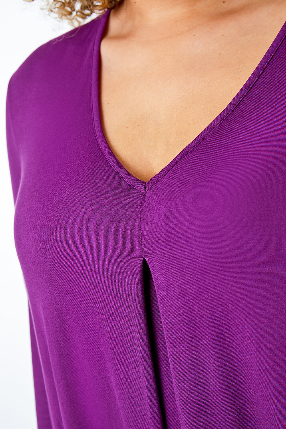 Purple Curve Pleat Front Stretch Top, Image 5 of 5