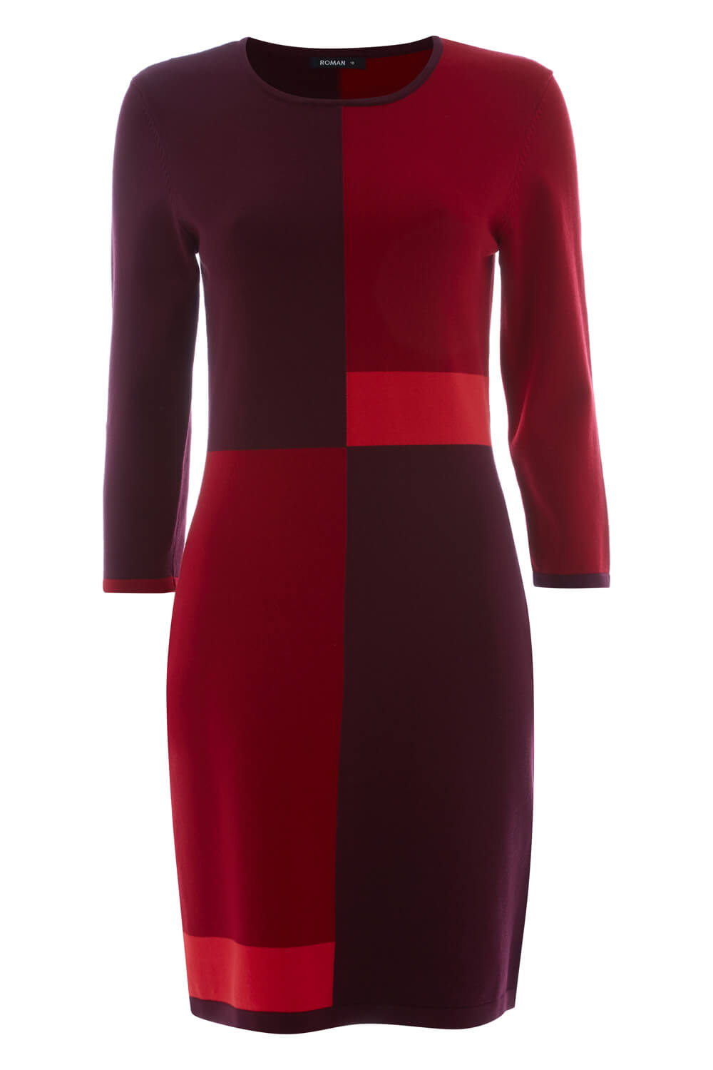 Red Colour Block Knitted Dress, Image 4 of 4