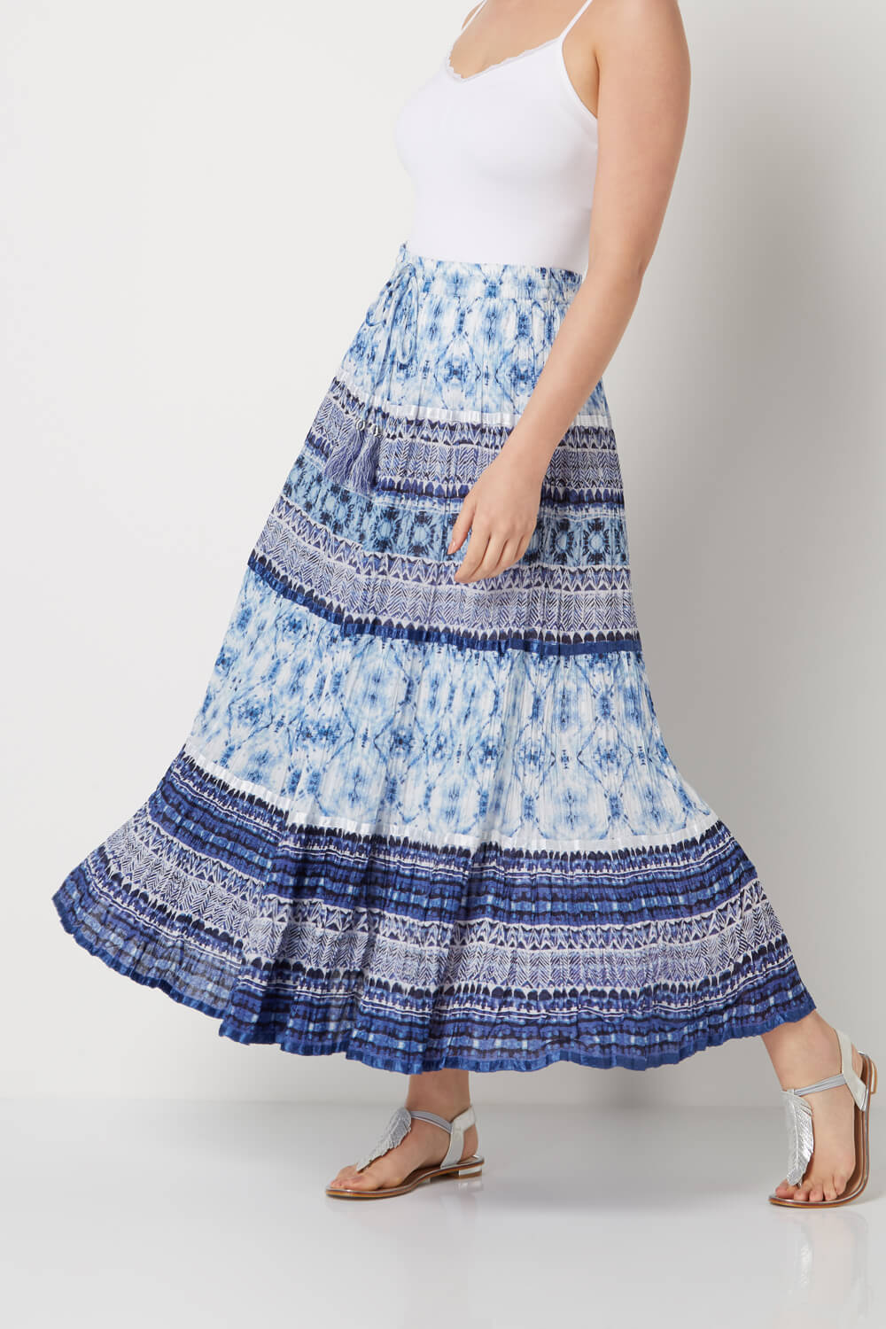 Tie-Dye Tiered Skirt in Blue - Roman Originals UK