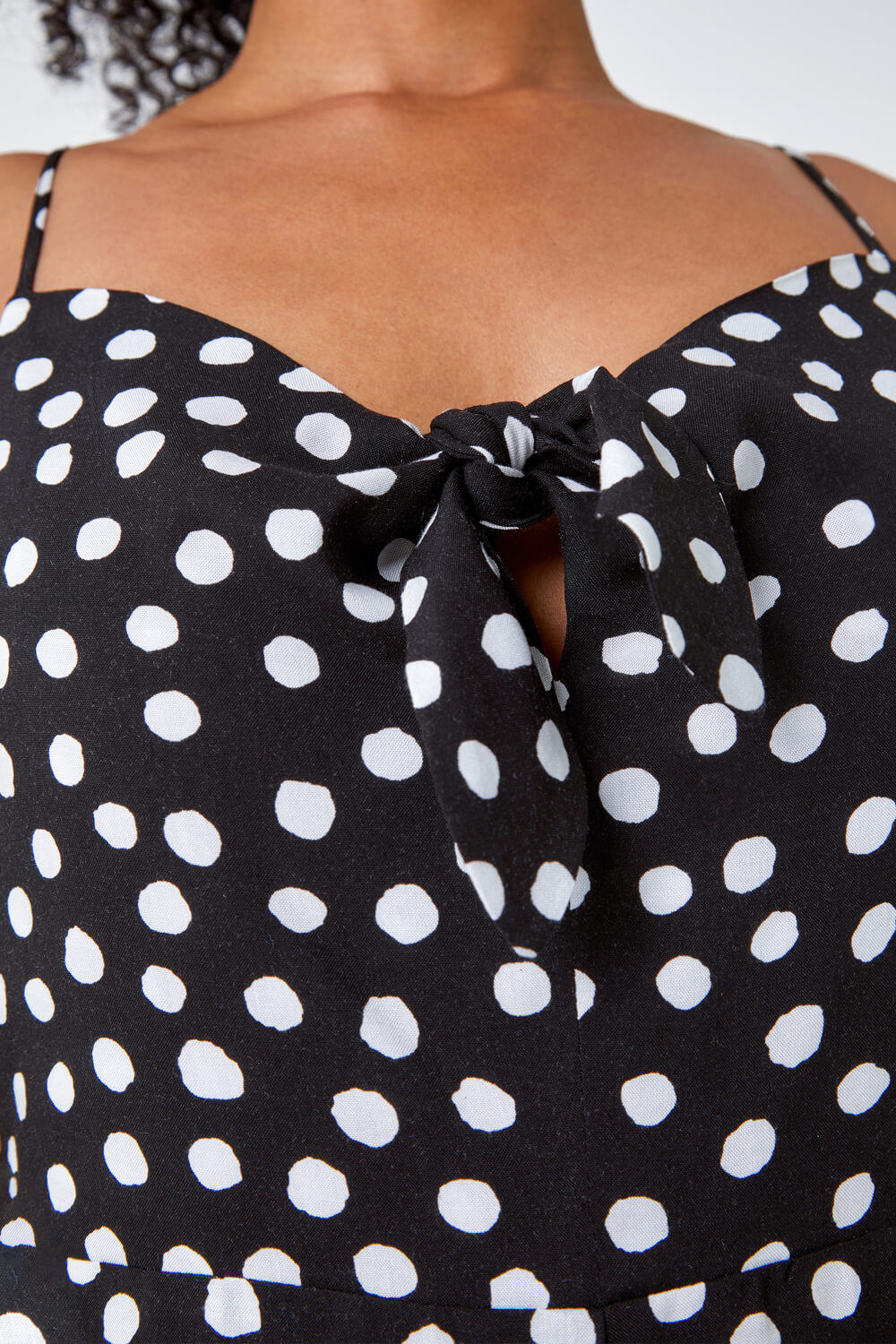 Black Petite Full Length Polka Dot Jumpsuit, Image 5 of 6