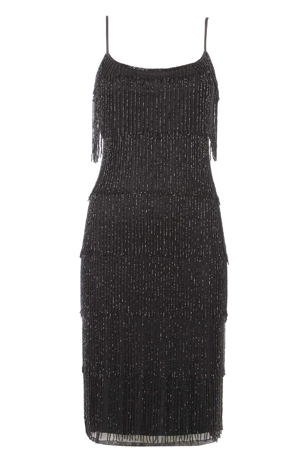 Black Dusk Fringe Beaded Flapper Dress, Image 3 of 5