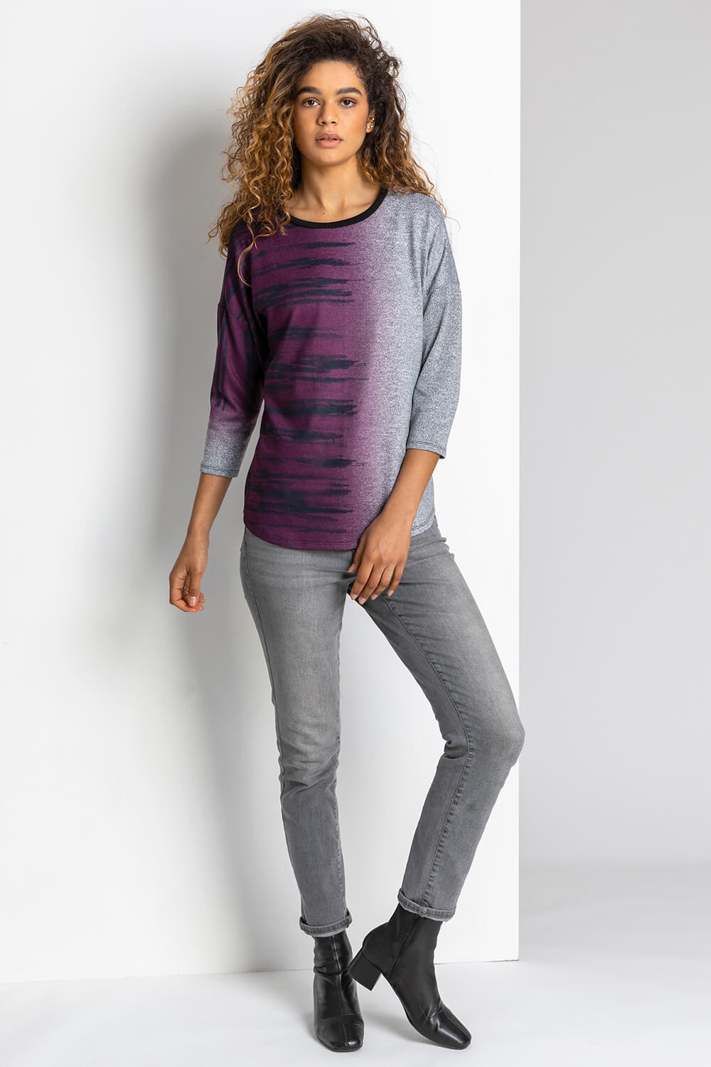 Purple Ombre Animal Print Jersey Top, Image 3 of 4
