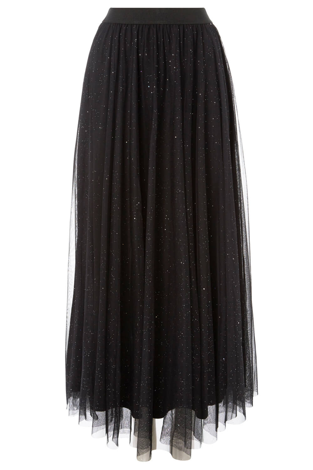 Mesh Sparkle Maxi Skirt in Black - Roman Originals UK