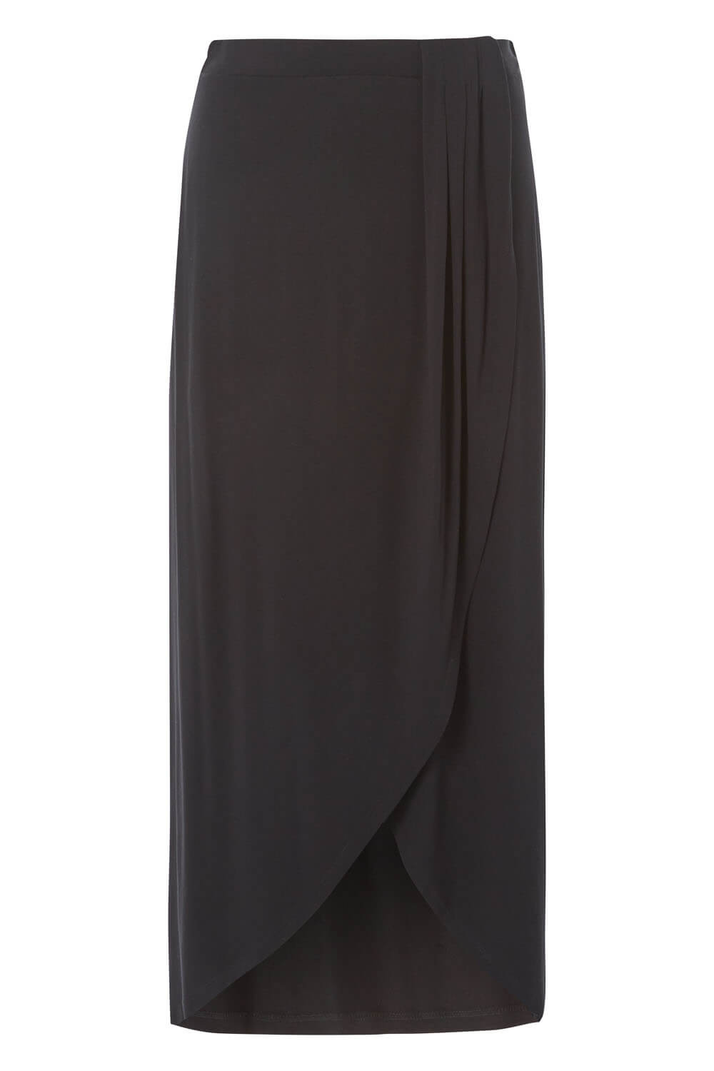 Black Jersey Wrap Asymmetric Maxi Skirt, Image 3 of 3