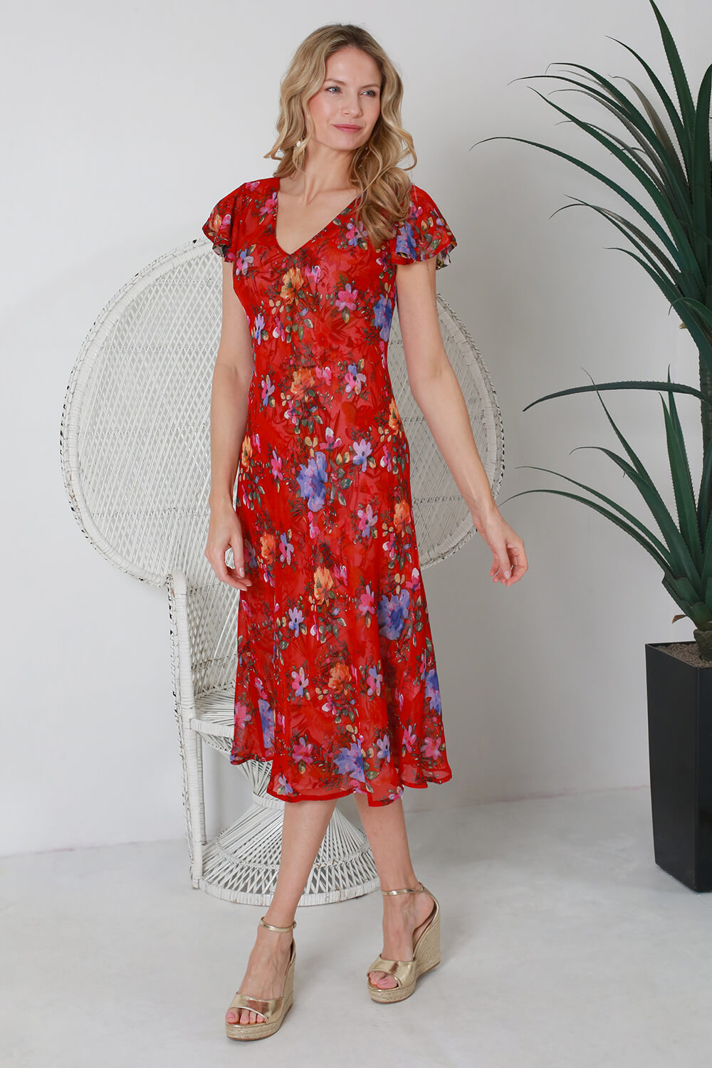 Red Julianna Printed Reversible Dress, Image 2 of 5