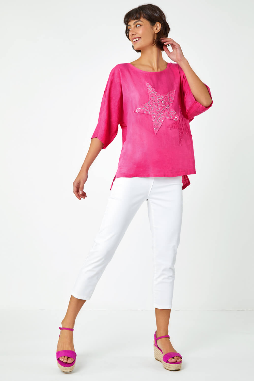 PINK Sequin Star Print Tunic Top , Image 2 of 5
