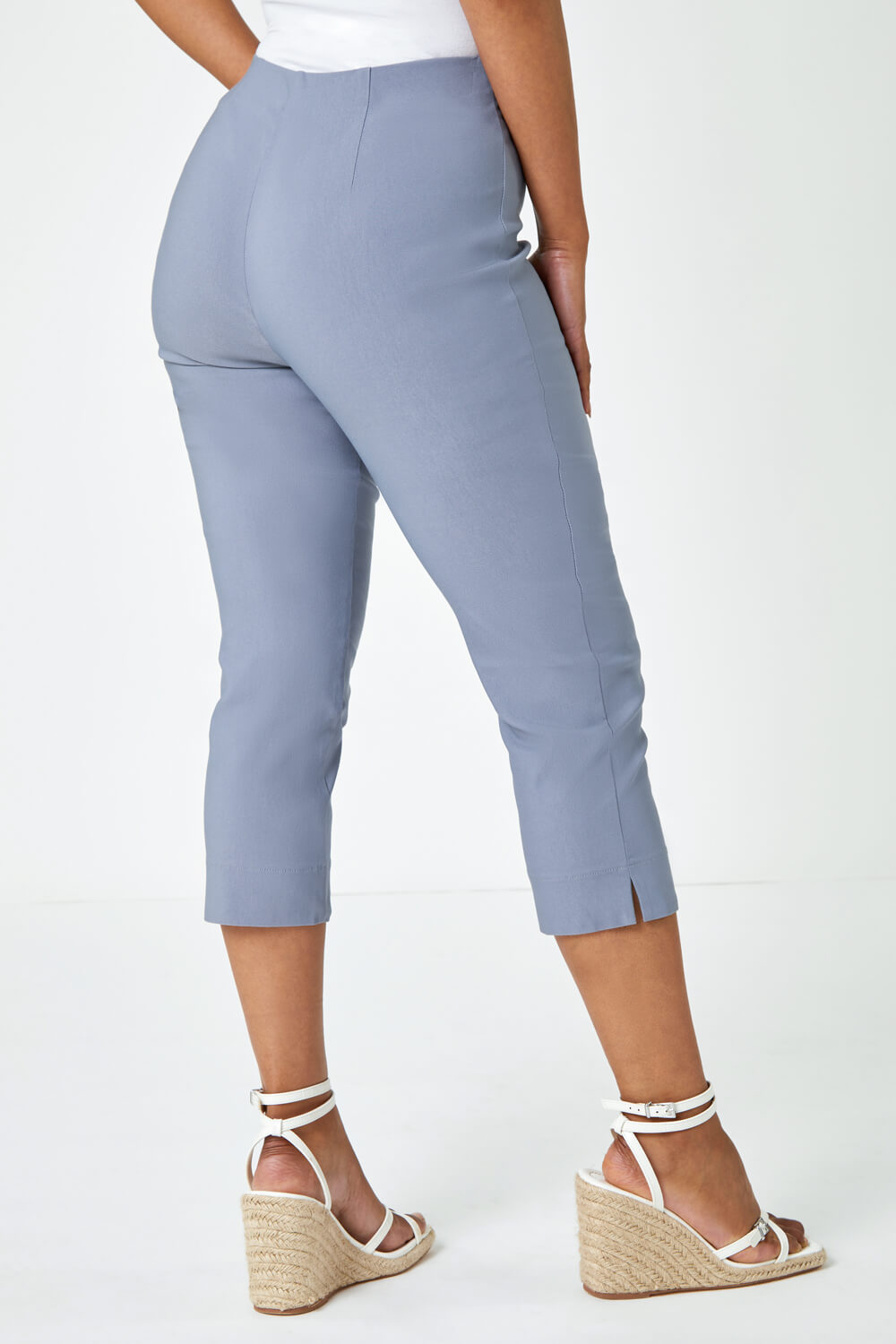 Light Grey Petite Cropped Stretch Trouser, Image 3 of 5