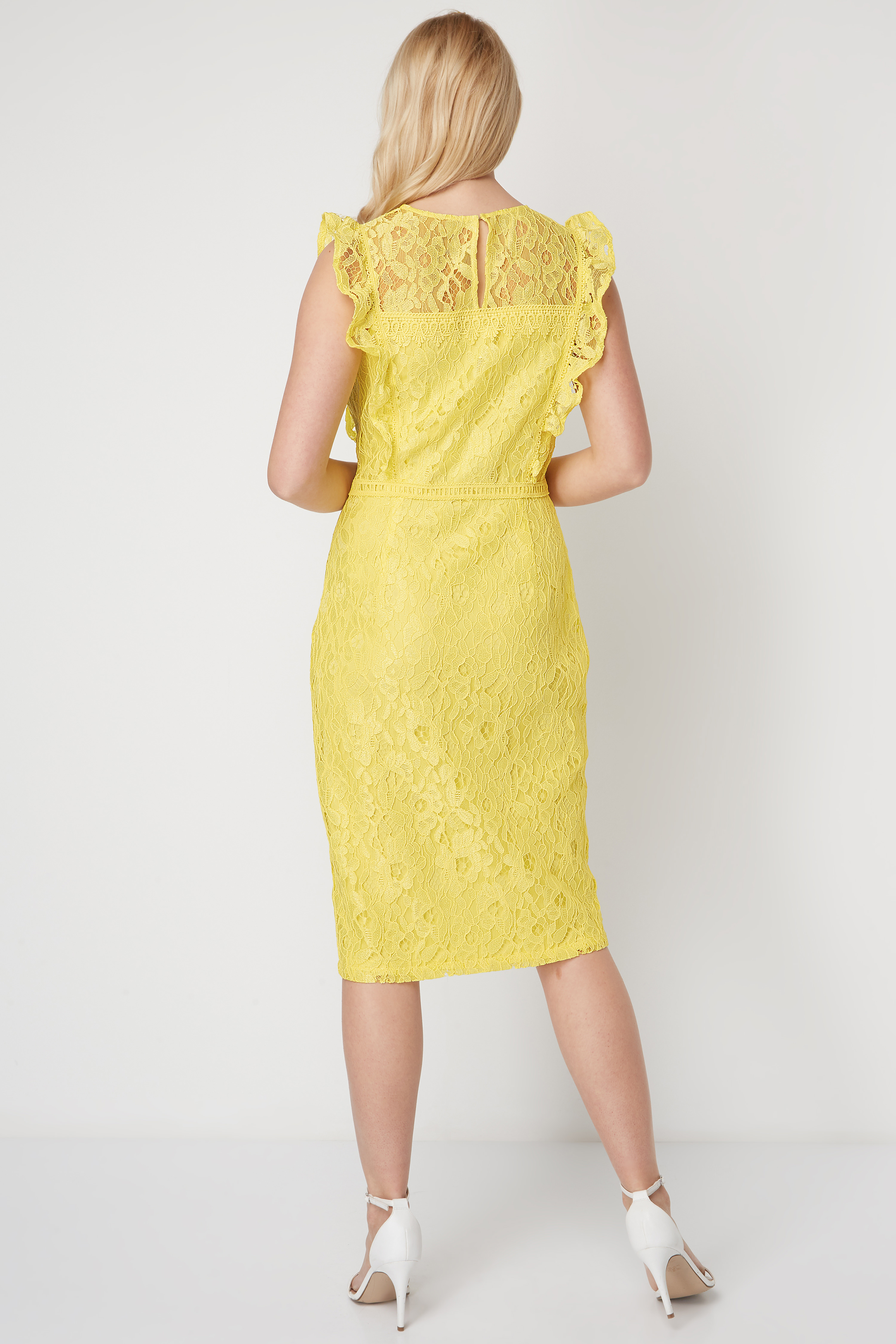 Yellow Lace Ruffle Dress, Image 2 of 5