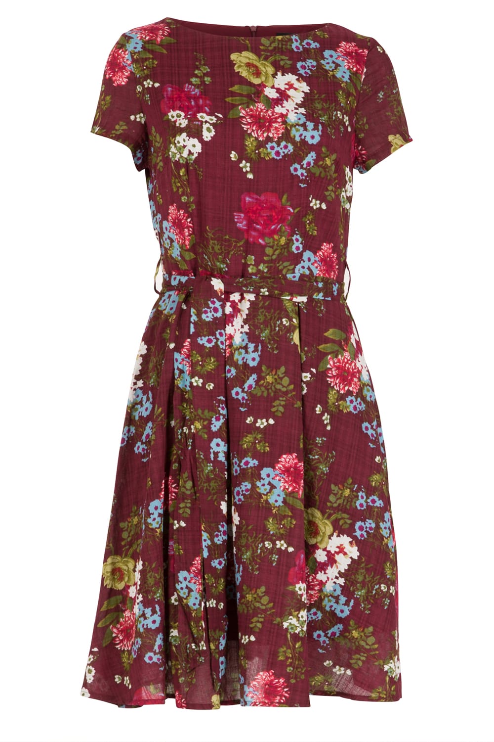 Solo Elisa Print Dress in Wine - Roman Originals UK