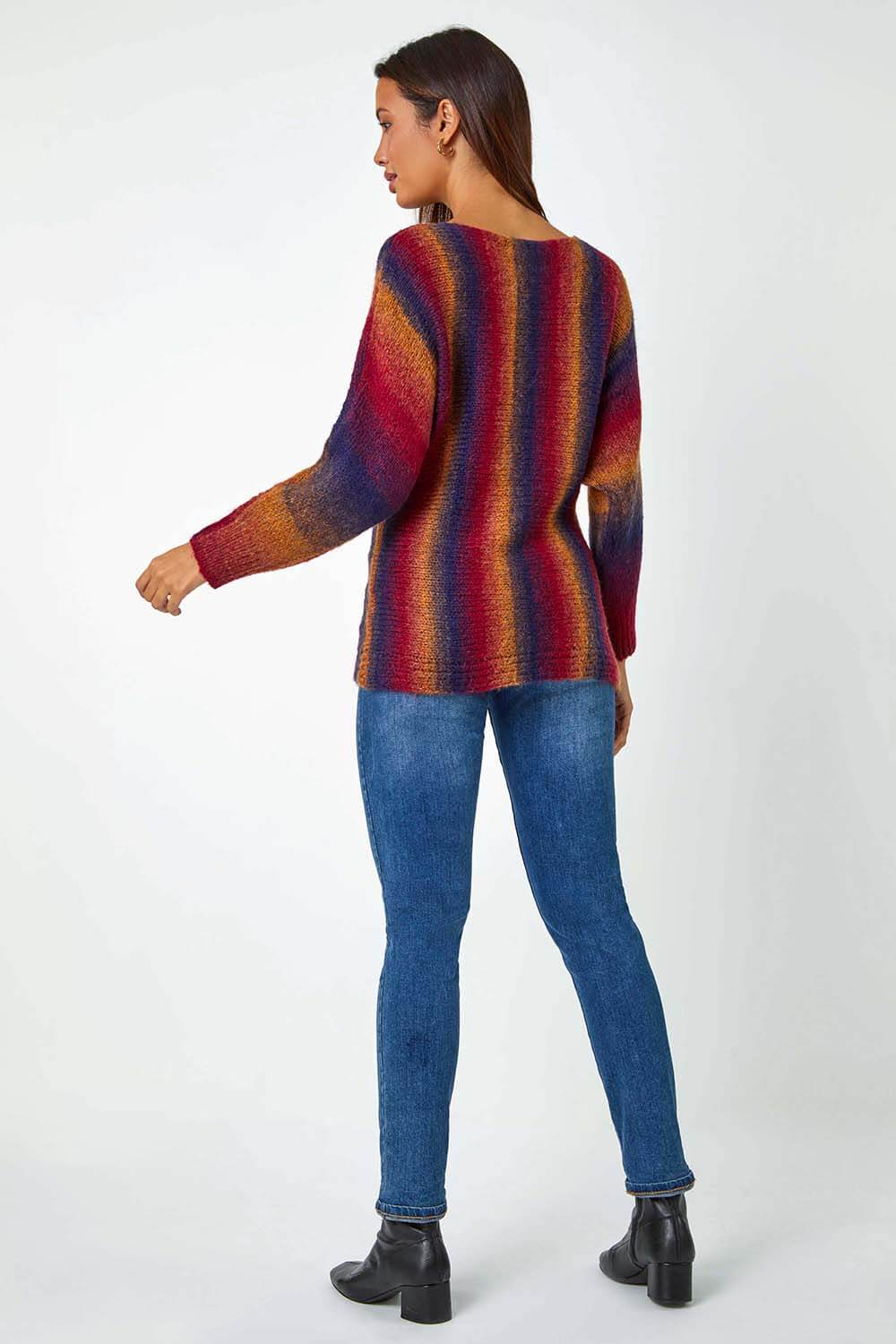Red Ombre Stripe Wool Blend Jumper | Roman UK