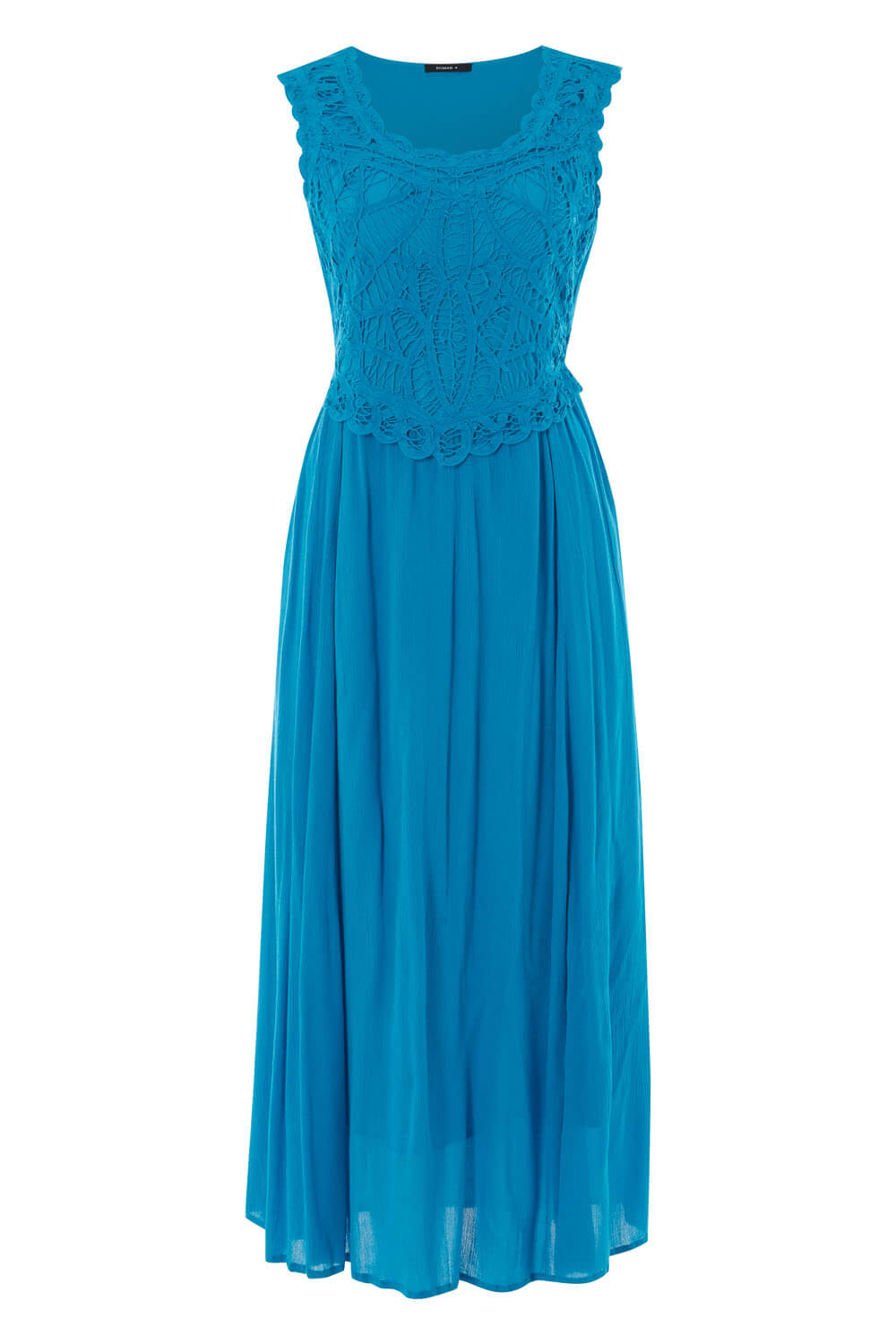 Turquoise Crochet Bodice Maxi Dress, Image 4 of 4