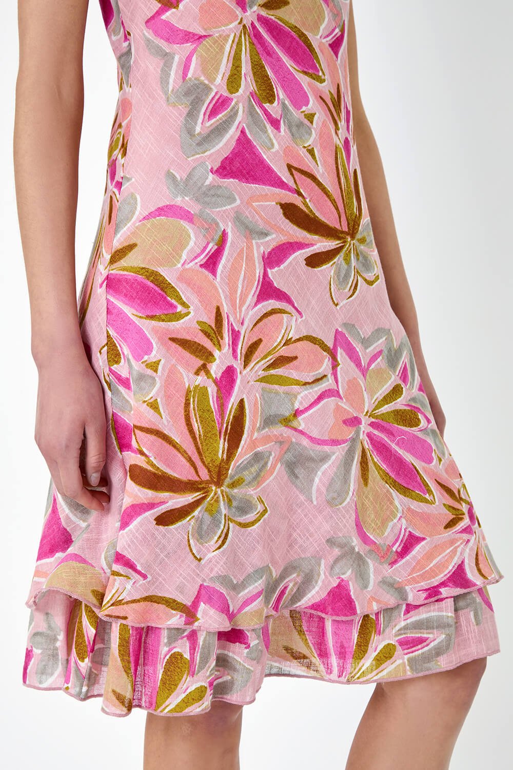 PINK Floral Print Cotton Layered Dress, Image 5 of 5