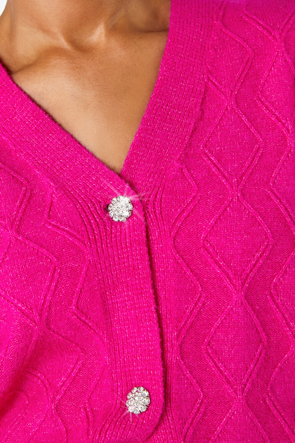 PINK Diamante Button Detail Cardigan, Image 2 of 5