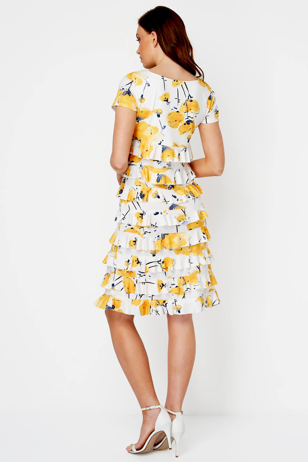 Yellow Floral Frill Tiered Dress, Image 3 of 5