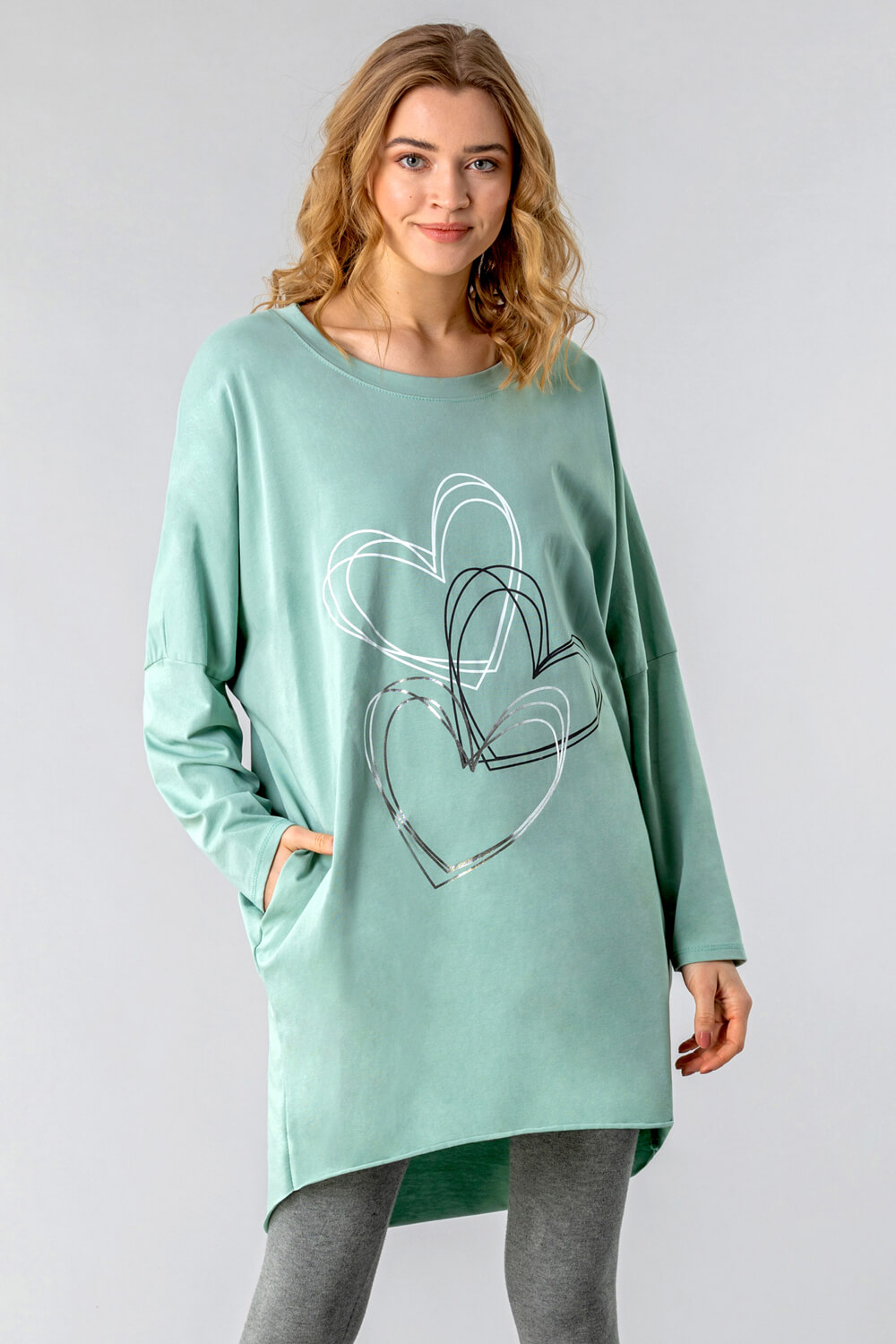 One Size Foil Heart Print Lounge Top