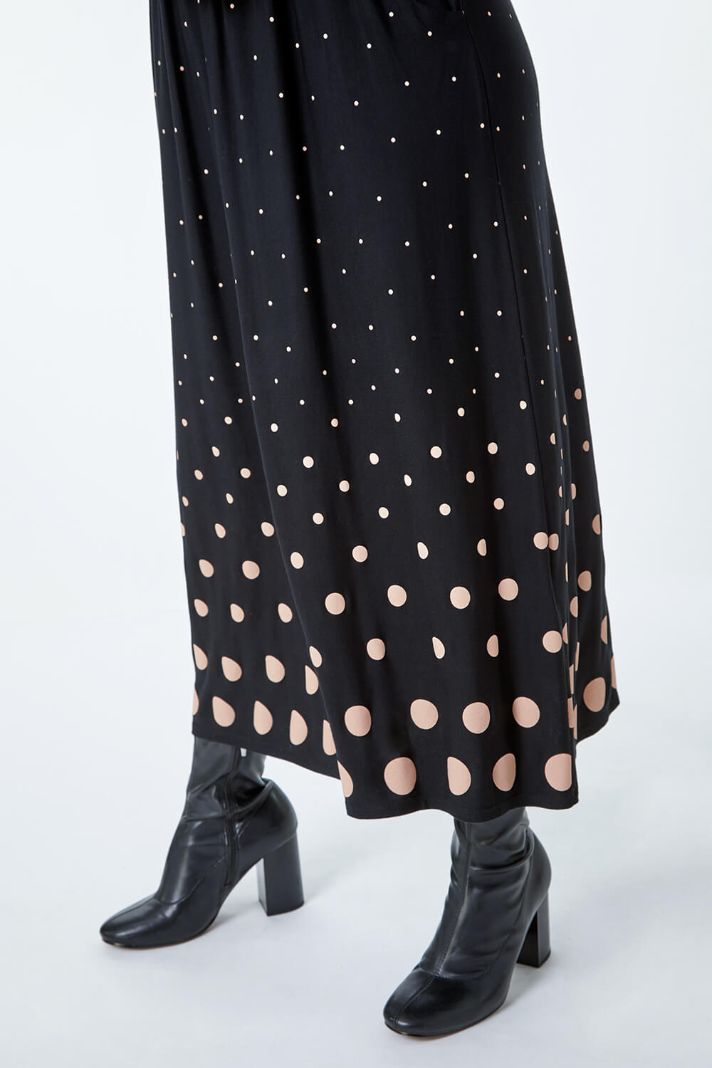 Black Petite Spot Stretch Midi Dress, Image 5 of 5
