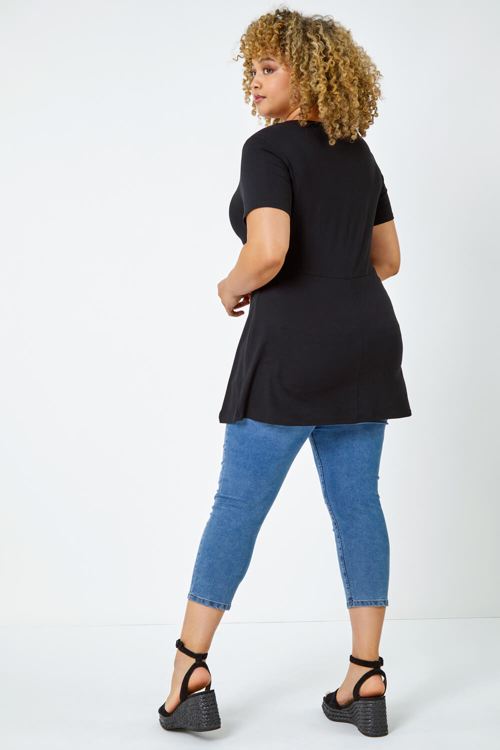 Black Curve Twist Front Stretch Top, Image 3 of 5
