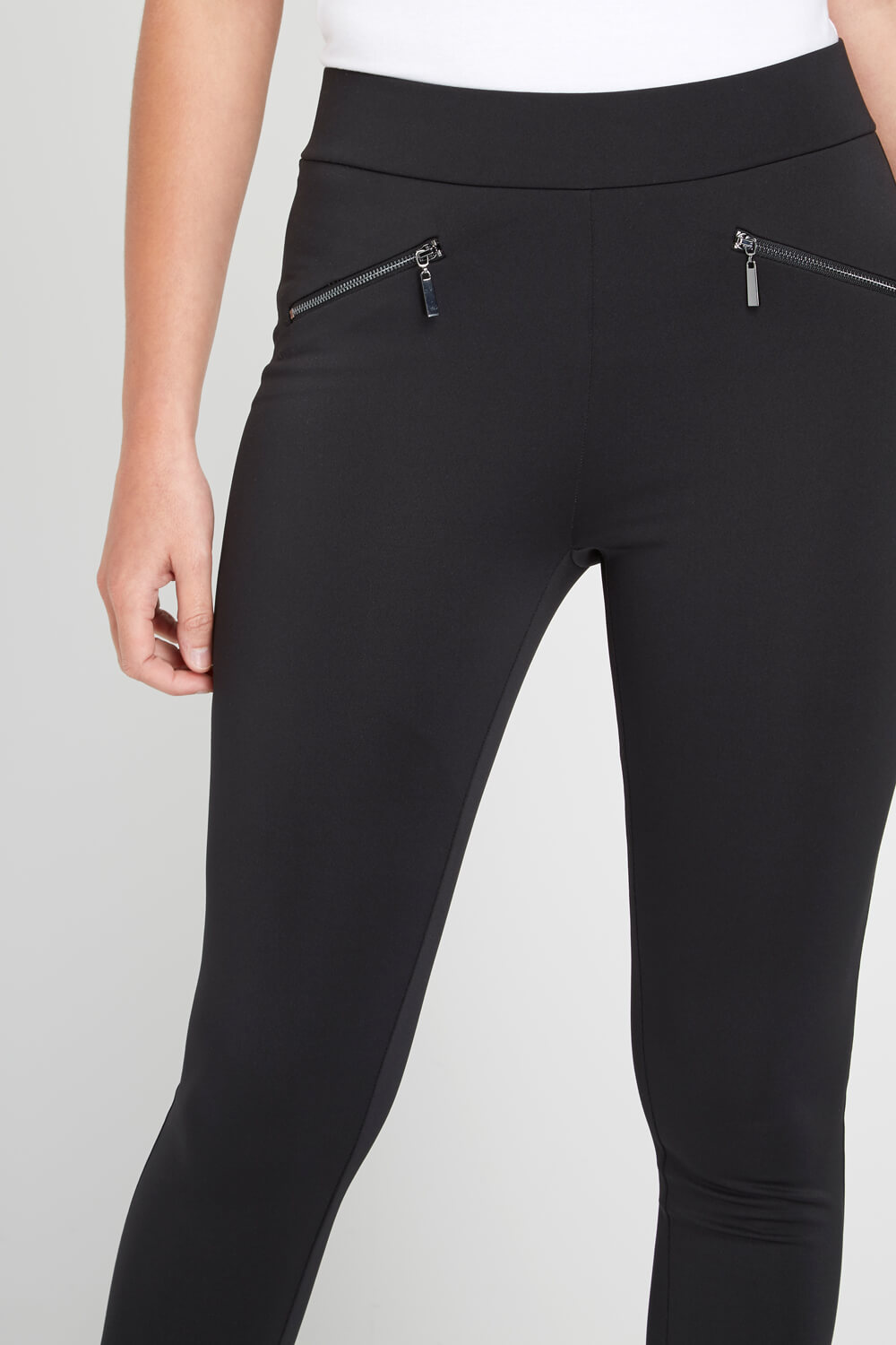 Black Zip Detail Scuba Trousers, Image 4 of 5